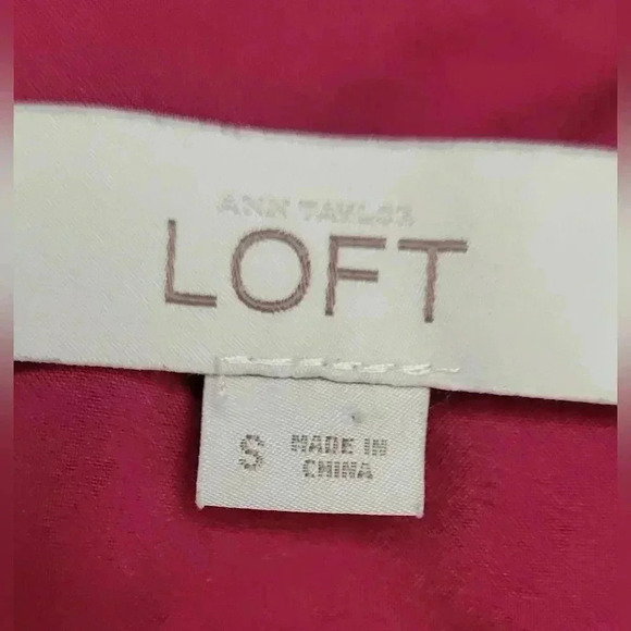 Ann Taylor Loft Floral Dress Dark Pink/White Cinched Waist Lined Women's Size Sm - Picture 4 of 8